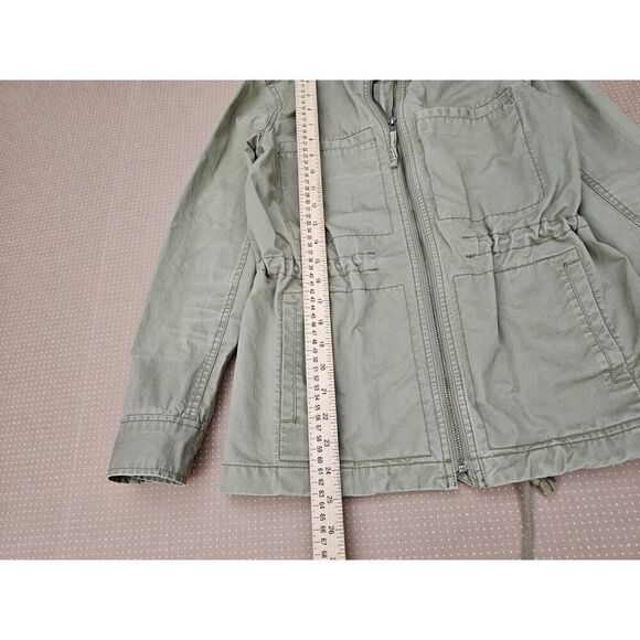 J. Crew Womens Field Jacket Size XXS Petite Hooded Army Green Zip Button Long - Picture 5 of 7